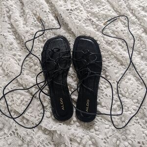 Aldo Black Lace Up Boots Sleek Design Durable Construction